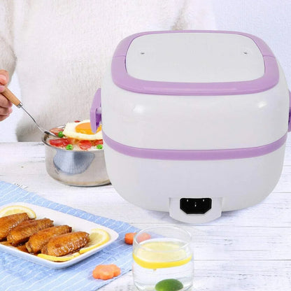 10027 Electric Lunch Box Portable Food Warmer Food Heating Lunch Box Removable Food-grade Stainless Steel Compartments 220v 200w For Car Truck Office - Zidbik