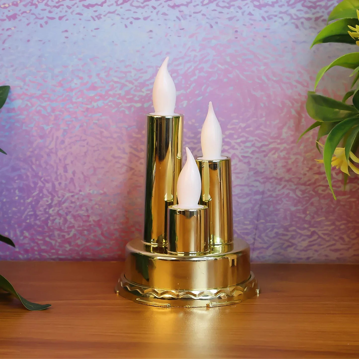 Led Flameless Candle Lamp With Triple Candle Design (1 Pc) - Zidbik