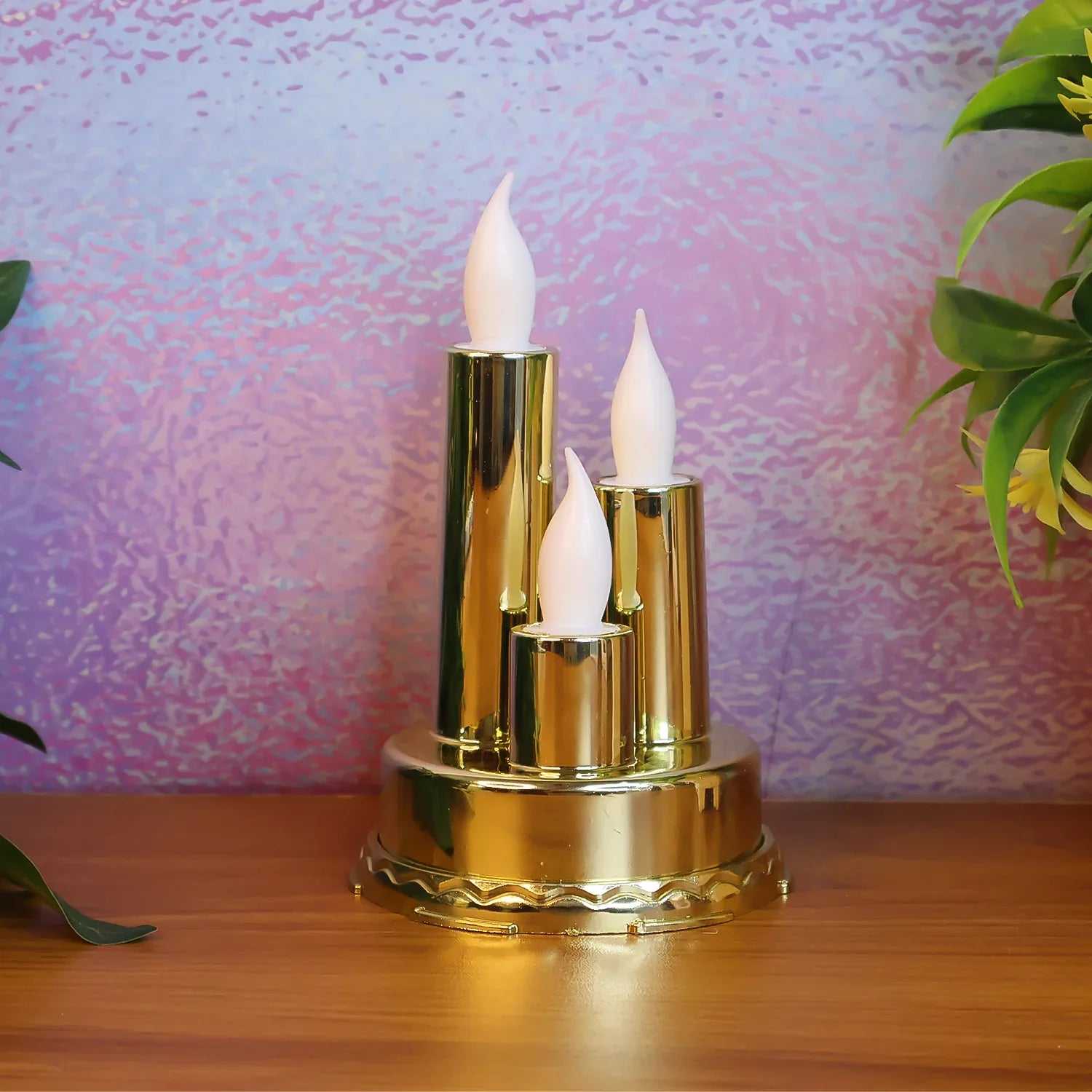 Led Flameless Candle Lamp With Triple Candle Design (1 Pc) - Zidbik