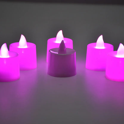 6632 Pink Flameless Led Tealights Smokeless Plastic Decorative Candles - Led Tea Light Candle For Home Decoration (Pack Of 24) - Zidbik