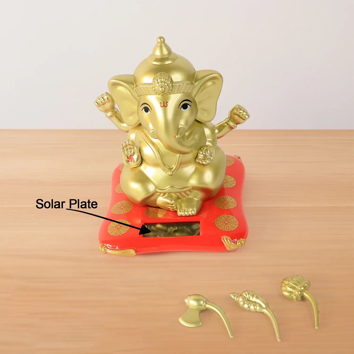 Decorative Religious Large Lord Ganesha Idol With Solar-powered Base (1 Pc) - Zidbik