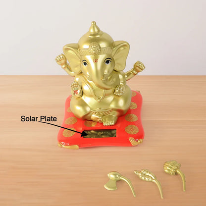 Decorative Religious Large Lord Ganesha Idol With Solar-powered Base (1 Pc) - Zidbik