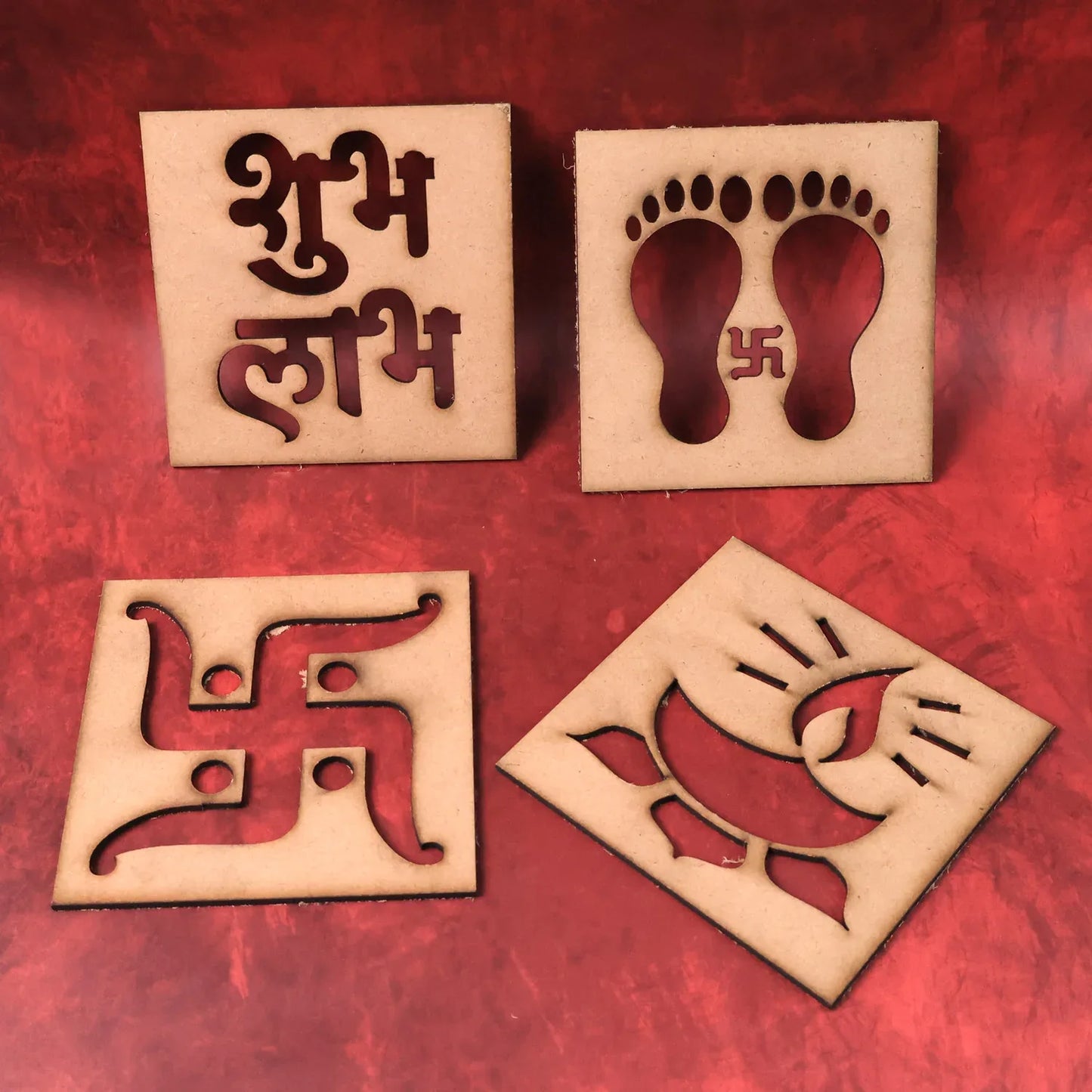 Wooden Decorative Cutouts (Mix Design 4 Pc) - Zidbik
