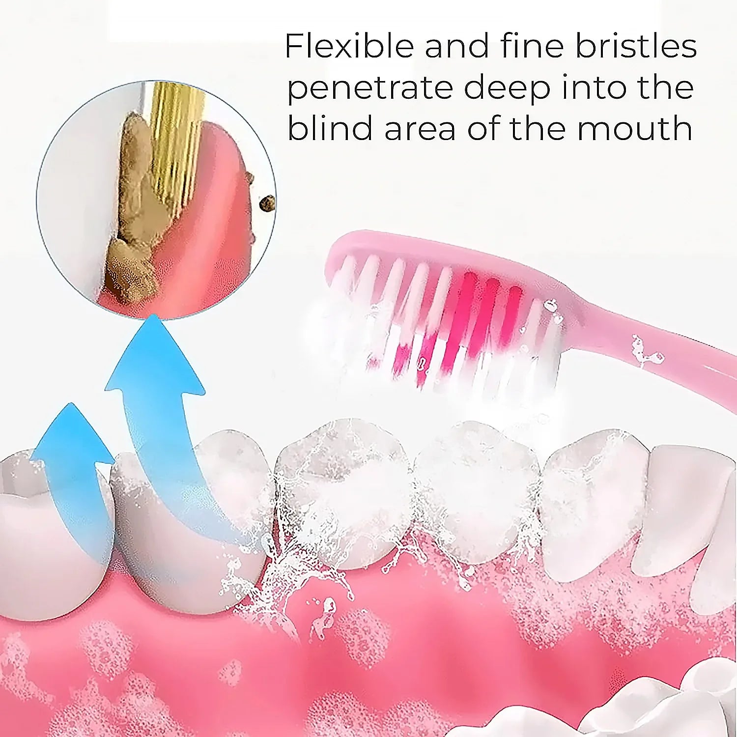 12814 2-in-1 Tooth Brush With Tongue Scraper Soft Bristle Long Handle (8pcs) Soft Toothbrush - Zidbik