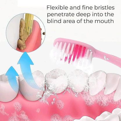 12814 2-in-1 Tooth Brush With Tongue Scraper Soft Bristle Long Handle (8pcs) Soft Toothbrush - Zidbik