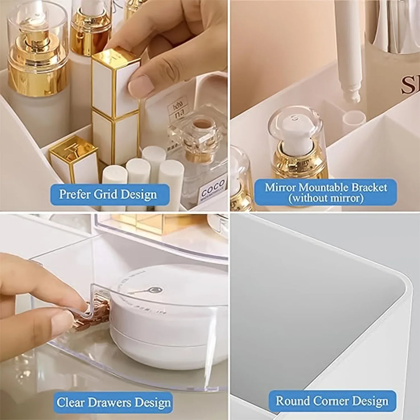 Multi-functional Plastic Vanity Storage Box - Zidbik