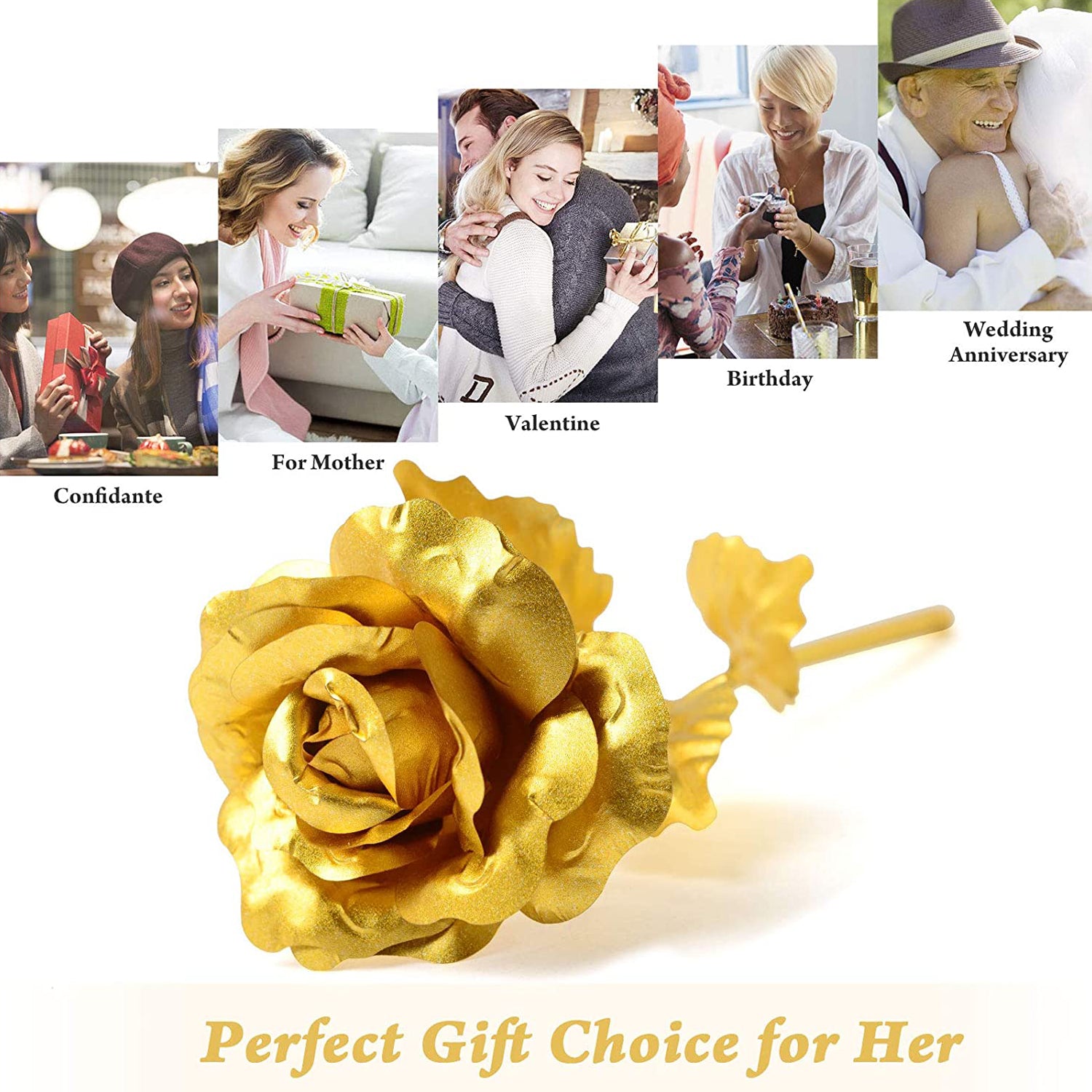 0606 Luxury Decorative Gold Plated Artificial Golden Rose With Premium Box - Zidbik
