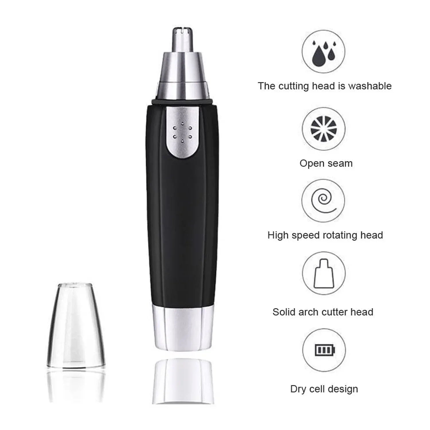 6003 Sharp New Ear And Nose Hair Trimmer Professional Heavy Duty Steel Nose Clipper Battery-operated. - Zidbik