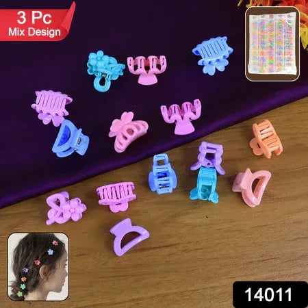 Plastic Small Hair Clips For Girls Kids Hair Accessories (3 Pcs Set Mix Color Design) - Zidbik