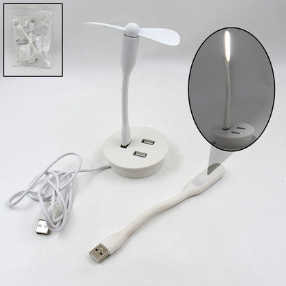 Portable Mini Usb Fan Usb Ligh  Usb 3 Hub  Port Combo - Zidbik