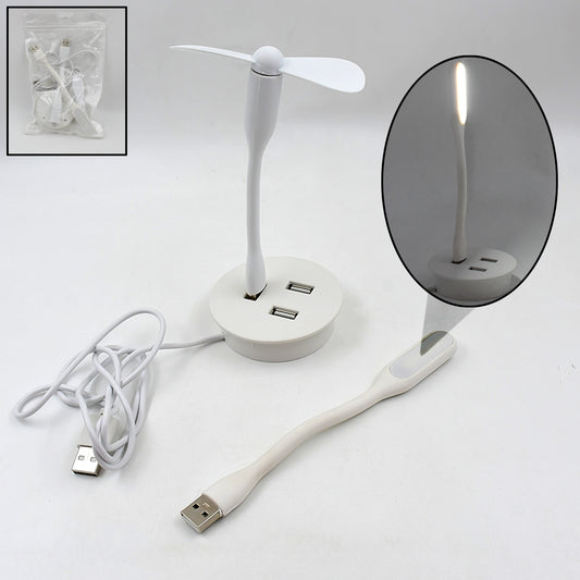 Portable Mini Usb Fan Usb Ligh  Usb 3 Hub  Port Combo - Zidbik