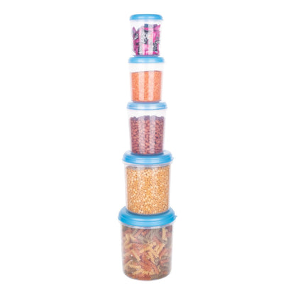 2446 Plastic Transparent Container Air Tight Dabba Set (3000ml 2000ml 1000ml 750ml 500ml) - Zidbik