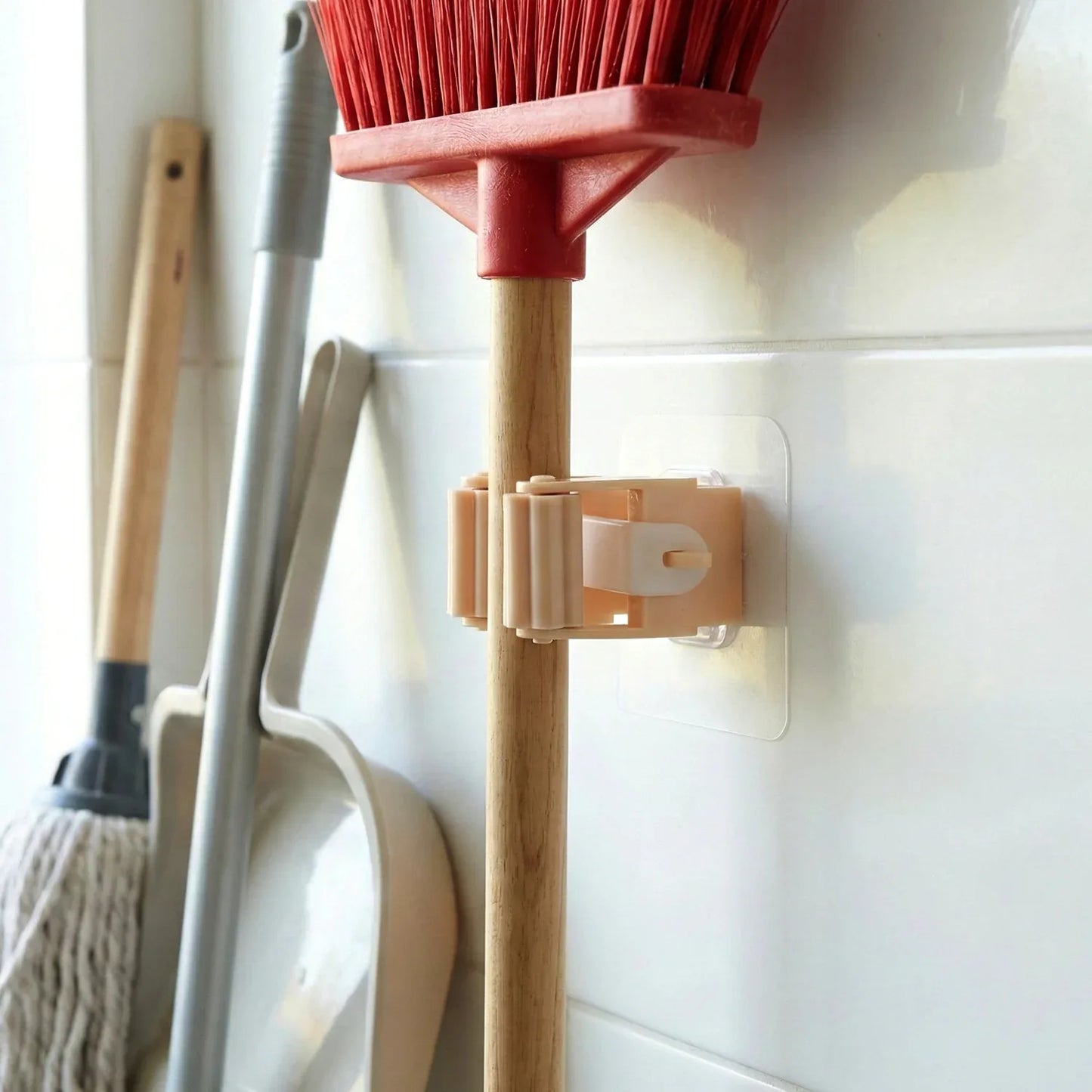 Wall Mounted Self-adhesive Mop And Broom Holder (1 Pc) - Zidbik