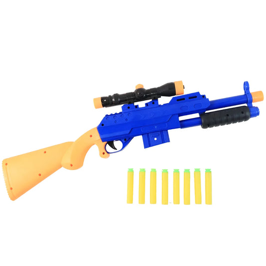 Shot Air Gun Toy With Scope And 8 Soft Foam Bullets Set - Zidbik