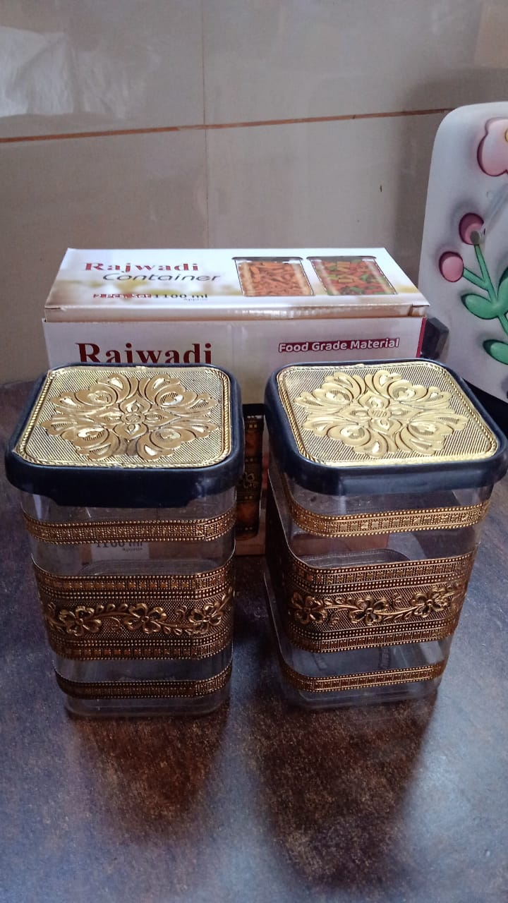 Plastic Rajwadi Container 2pcs Set 1100ml - Zidbik