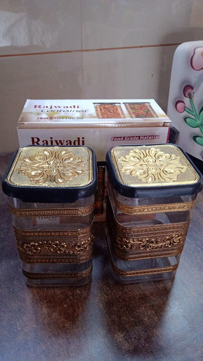 Plastic Rajwadi Container 2pcs Set 1100ml - Zidbik