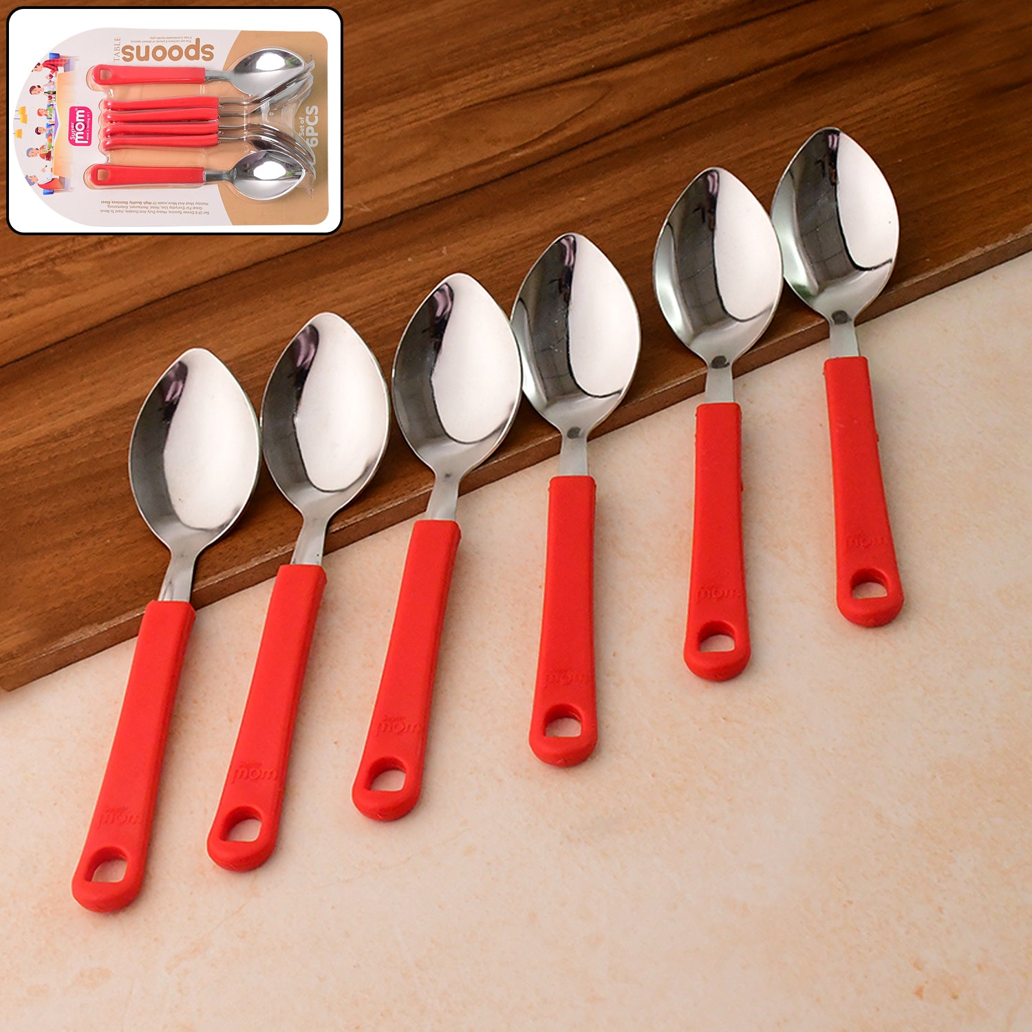 Supermom Premium Stainless Steel Table Spoon (6 Pc  Set) - Zidbik