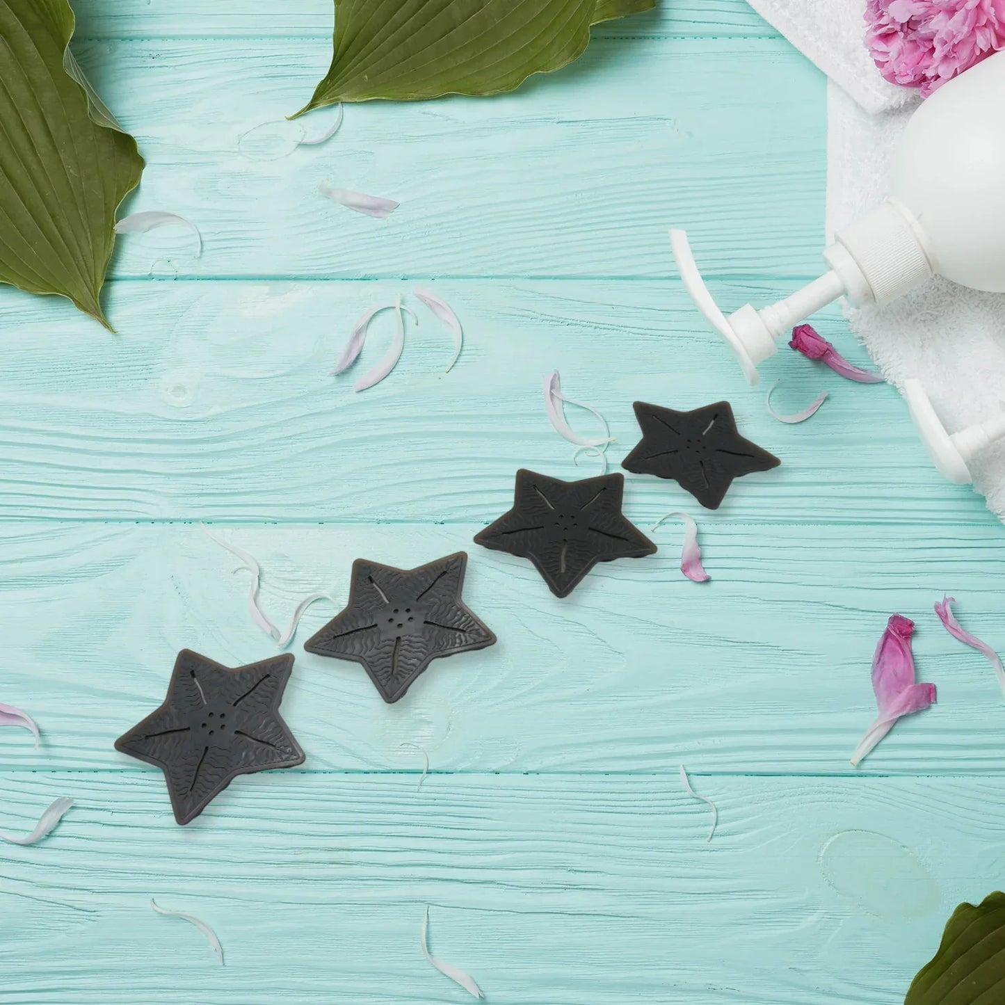 Mini Pvc Anti-slip Bat Mat Non Slip Baby Bath Mats Mini Child Safety Anti Slip Shower Mats Star Leaf Shaped For Kids (4 Pc Set) - Zidbik