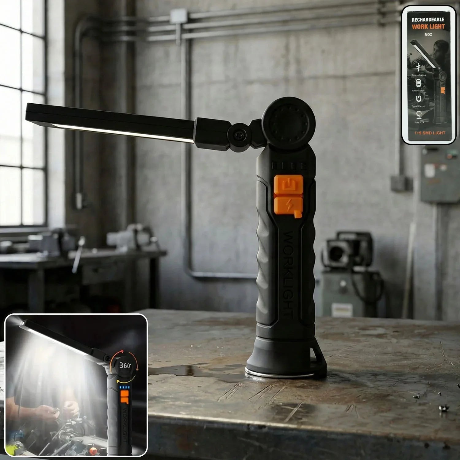 Rechargeable Adjustable Big Led Work Light (1 Pc) - Zidbik