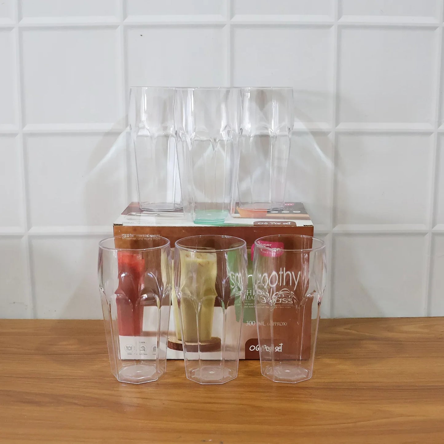 Supermom Transparent Smoothy Glass Set (Approx 300ml 6 Pc) - Zidbik