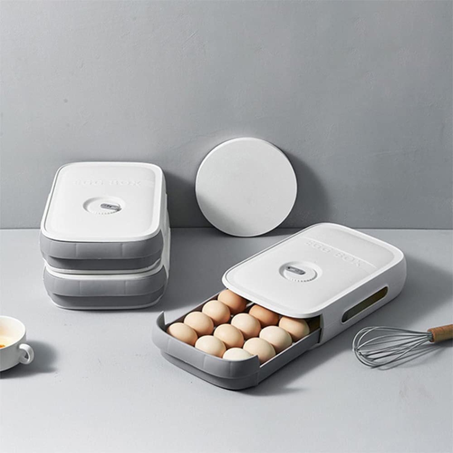 5723 Egg Storage Box Plastic Egg Drawer Fridge Egg Organizer Egg Keeper Refrigerator Egg Drawer Plastic Egg Carton Covered Egg Holder Pantry Egg Bin Household Egg Tray (1 Pc) - Zidbik