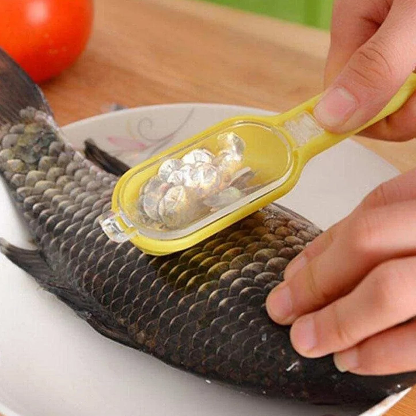 0112 Plastic Fish Scales Graters Scraper Fish Skin Brush Fish Cleaning Tool Scraping Scales Device With Cover Home Kitchen Cooking Tools 1 Pieces - Zidbik