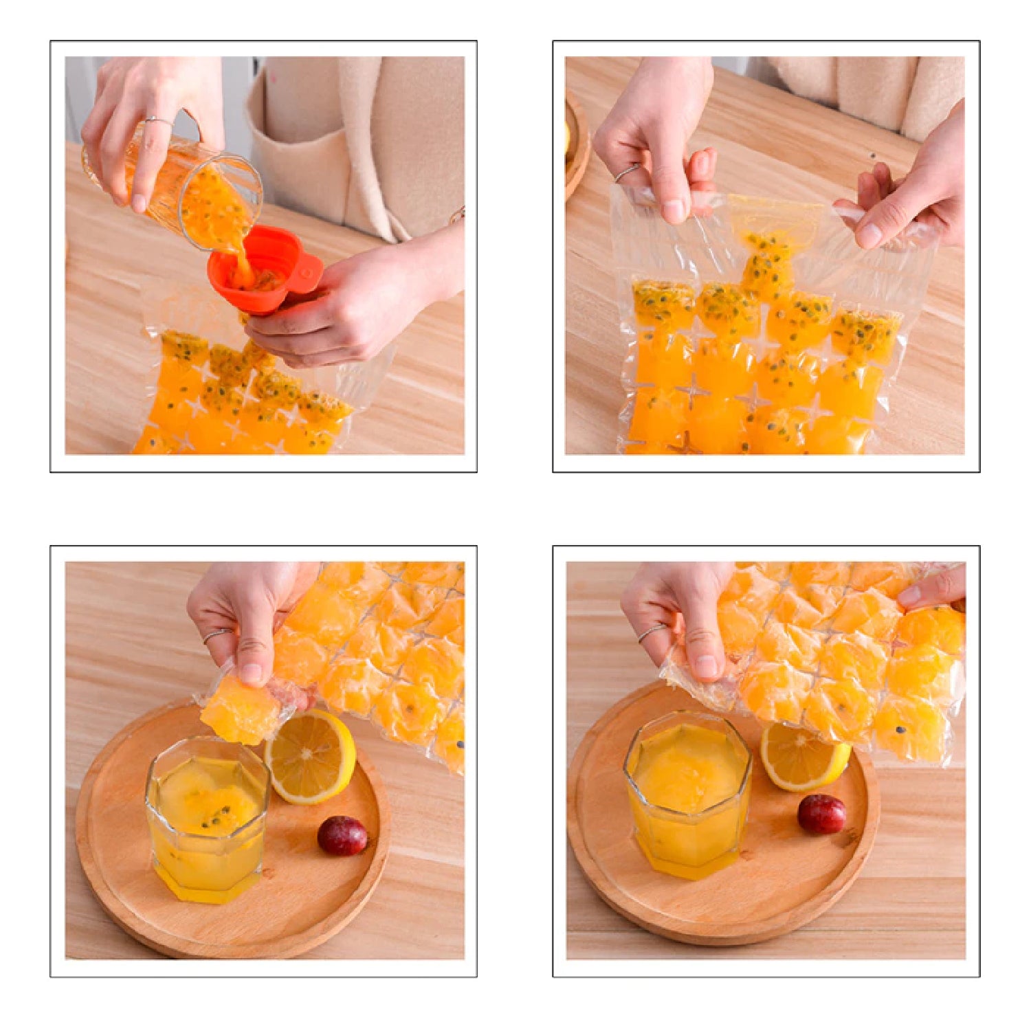 2905 Disposable Ice Cube Bags Stackable Easy Release Ice Cube Mold Trays Self-seal Freezing Makercold Ice Pack Cooler Bag For Cocktail Food Wine - Zidbik
