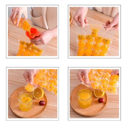 2905 Disposable Ice Cube Bags Stackable Easy Release Ice Cube Mold Trays Self-seal Freezing Makercold Ice Pack Cooler Bag For Cocktail Food Wine - Zidbik