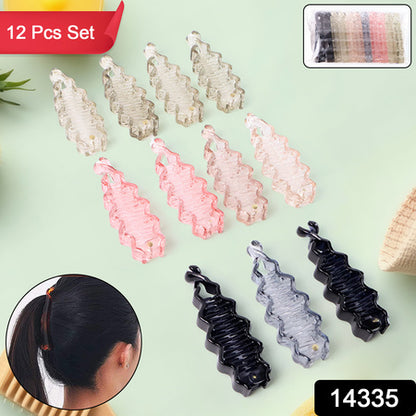 Plastic Hair Claw Clips Strong Clips (12 Pc  Mix Color) Hair Accessories - Zidbik