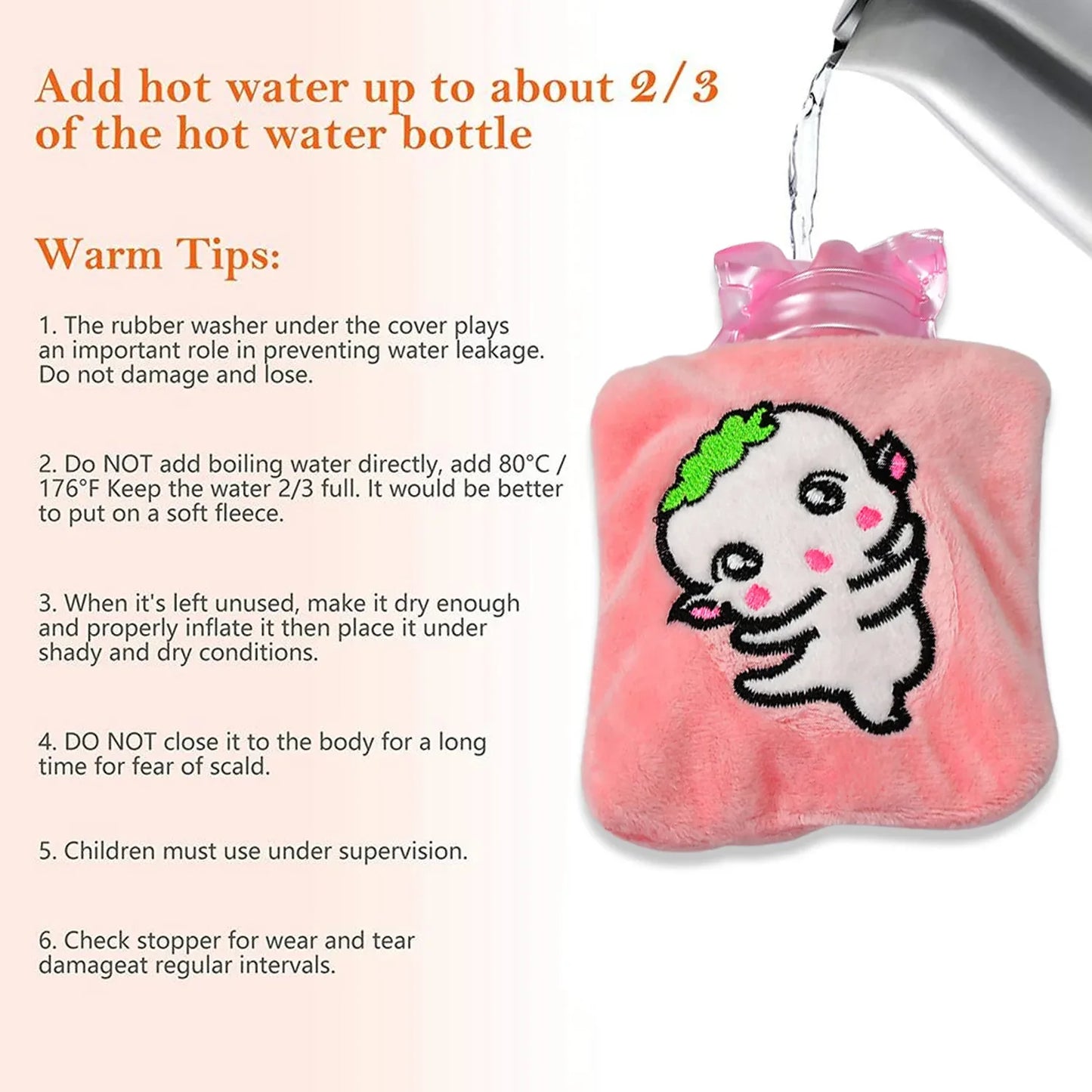 6532 Pink Cartoon Small Hot Water Bag With Cover For Pain Relief Neck Shoulder Pain And Hand Feet Warmer Menstrual Cramps. - Zidbik
