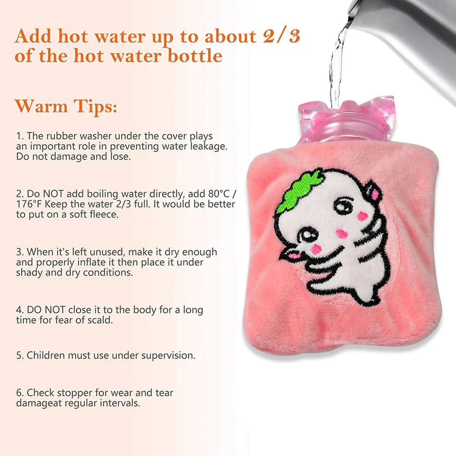 6532 Pink Cartoon Small Hot Water Bag With Cover For Pain Relief Neck Shoulder Pain And Hand Feet Warmer Menstrual Cramps. - Zidbik