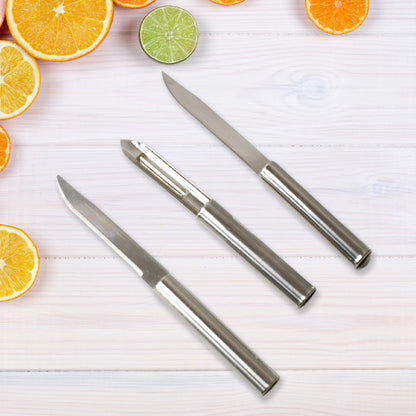 8243 Stainless Steel Multipurpose Sharp Cutting Knife With Non-slip Handle For Fruit Meat And Vegetable Chopping (Pack Of 3) - Zidbik
