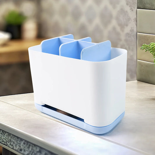 6 Compartment Multi Purpose Organizer Toothbrush Holder Stand Plastic Caddy (1 Pc) - Zidbik