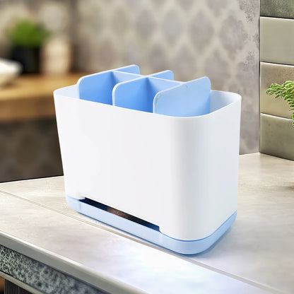 6 Compartment Multi Purpose Organizer Toothbrush Holder Stand Plastic Caddy (1 Pc) - Zidbik