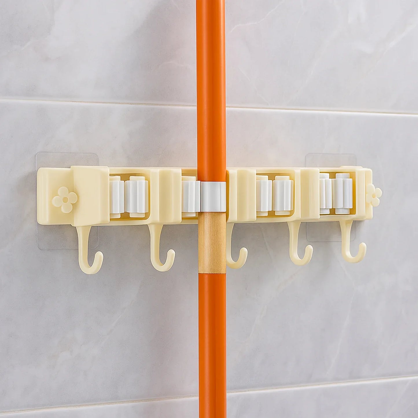 Self-adhesive Wall-mount Broom Mop Holder Rack - Zidbik