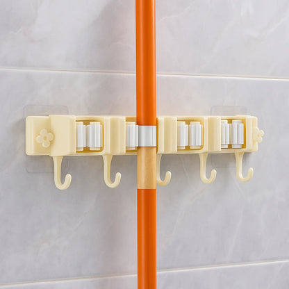 Self-adhesive Wall-mount Broom Mop Holder Rack - Zidbik