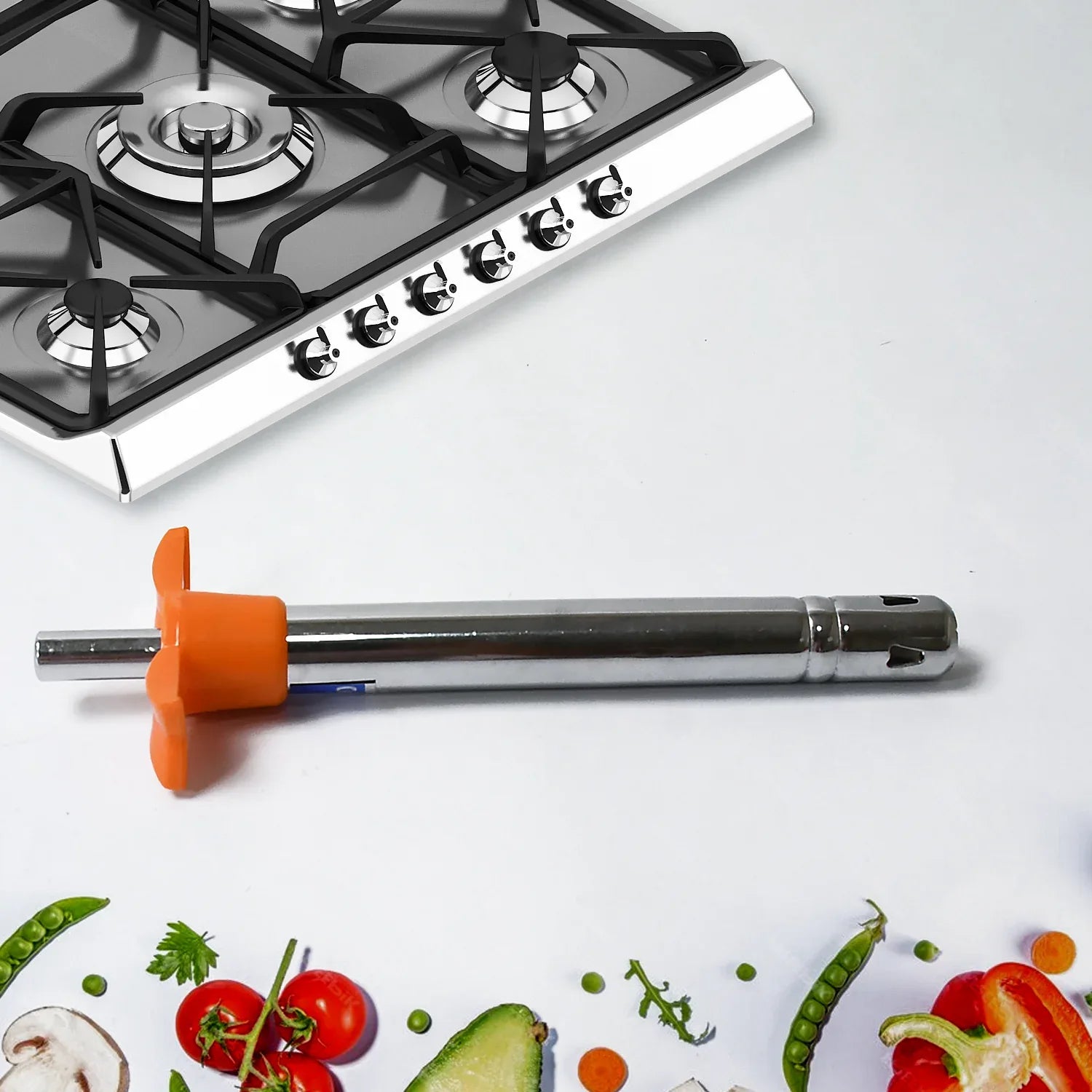 8213 2 In 1 Kitchen Combo Lighter Stainless Steel Durable Gas Lighter With Vegetable Cutter Peeler For Kitchen Steel Gas Lighter (2 Pc Set) - Zidbik