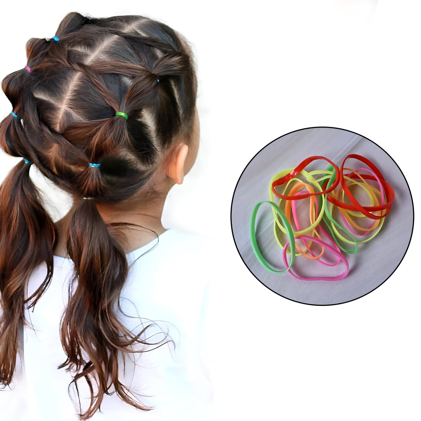 Kids Hair Bands Rubber Bands  Cute Hair Clips In Storage Box (Mix Design  1 Set) - Zidbik