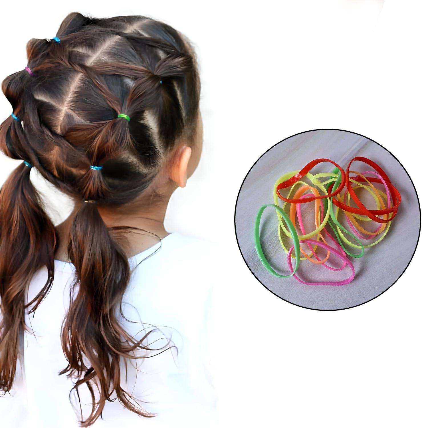 Kids Hair Bands Rubber Bands  Cute Hair Clips In Storage Box (Mix Design  1 Set) - Zidbik