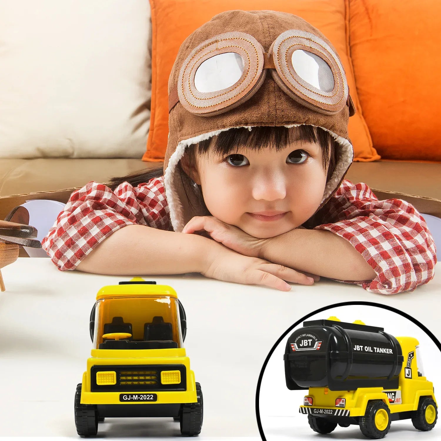 4484 Big Size Heavy Duty Unbreakable Friction Powered With Engine Sound While Running Non Electric Toy Tempo Oil - Water Tanker Vehicle Truck For Kids Size - Zidbik