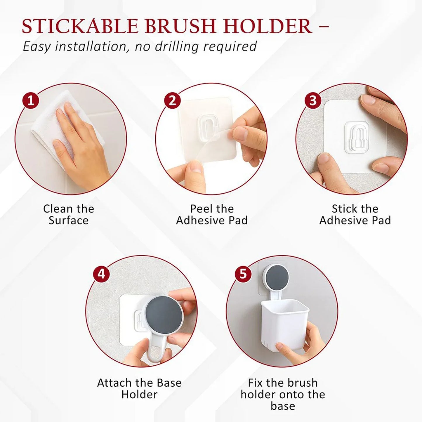 Wall-mounted Toothbrush Bathroom Storage Organizer (1 Pc) - Zidbik