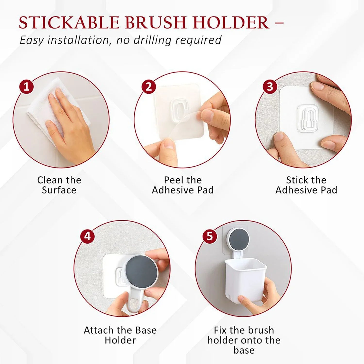 Wall-mounted Toothbrush Bathroom Storage Organizer (1 Pc) - Zidbik