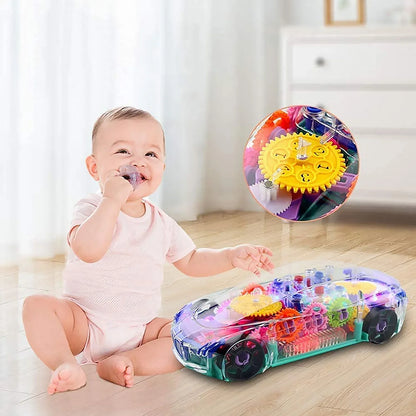 17793 Automatic 360 Degree Rotating Transparent Gear Concept Car With Musical And 3d Flashing Lights Toy For Kids Boys Girls (Multicolor Battery Not Included) - Zidbik