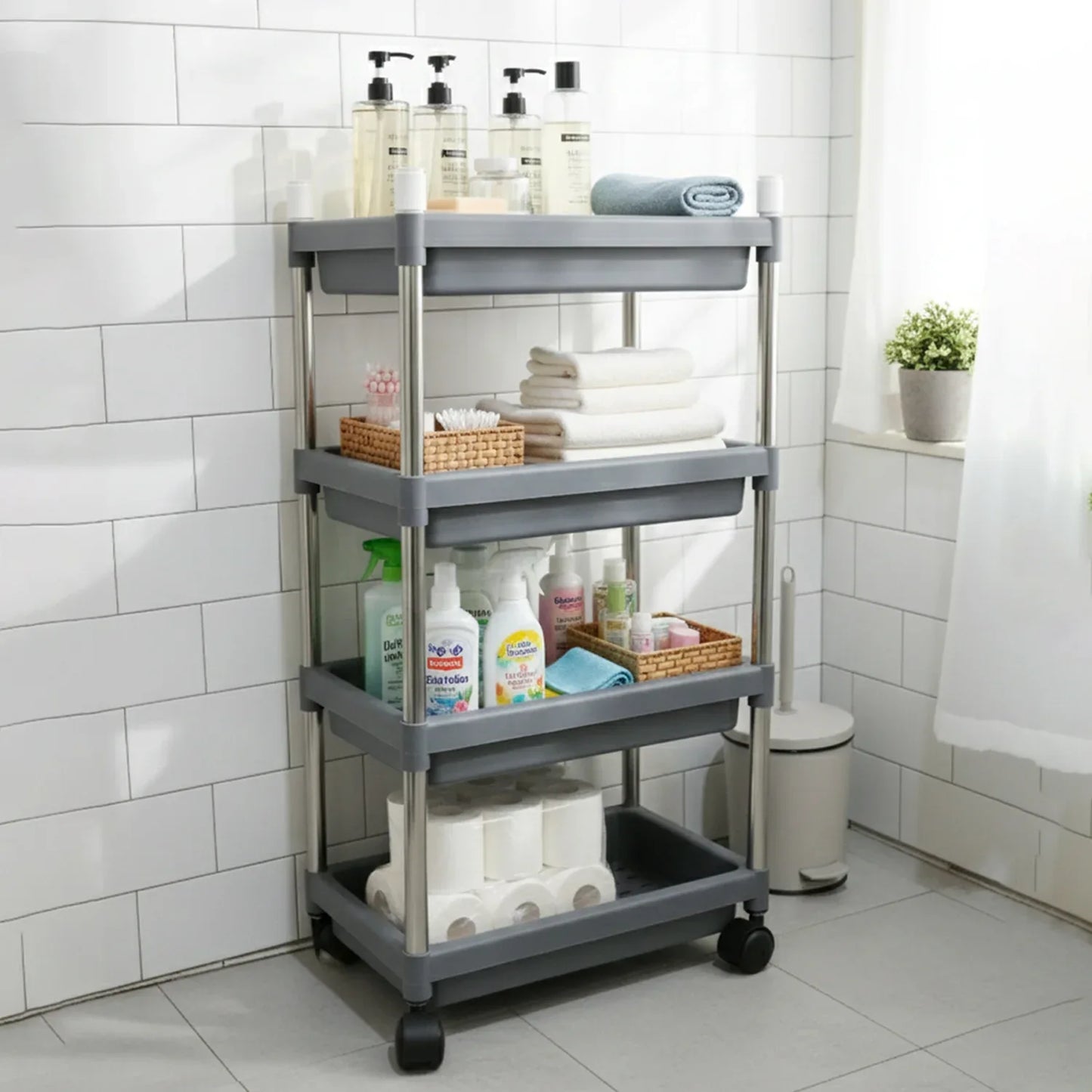4-layer Rolling Storage Cart With Wheels Set - Zidbik