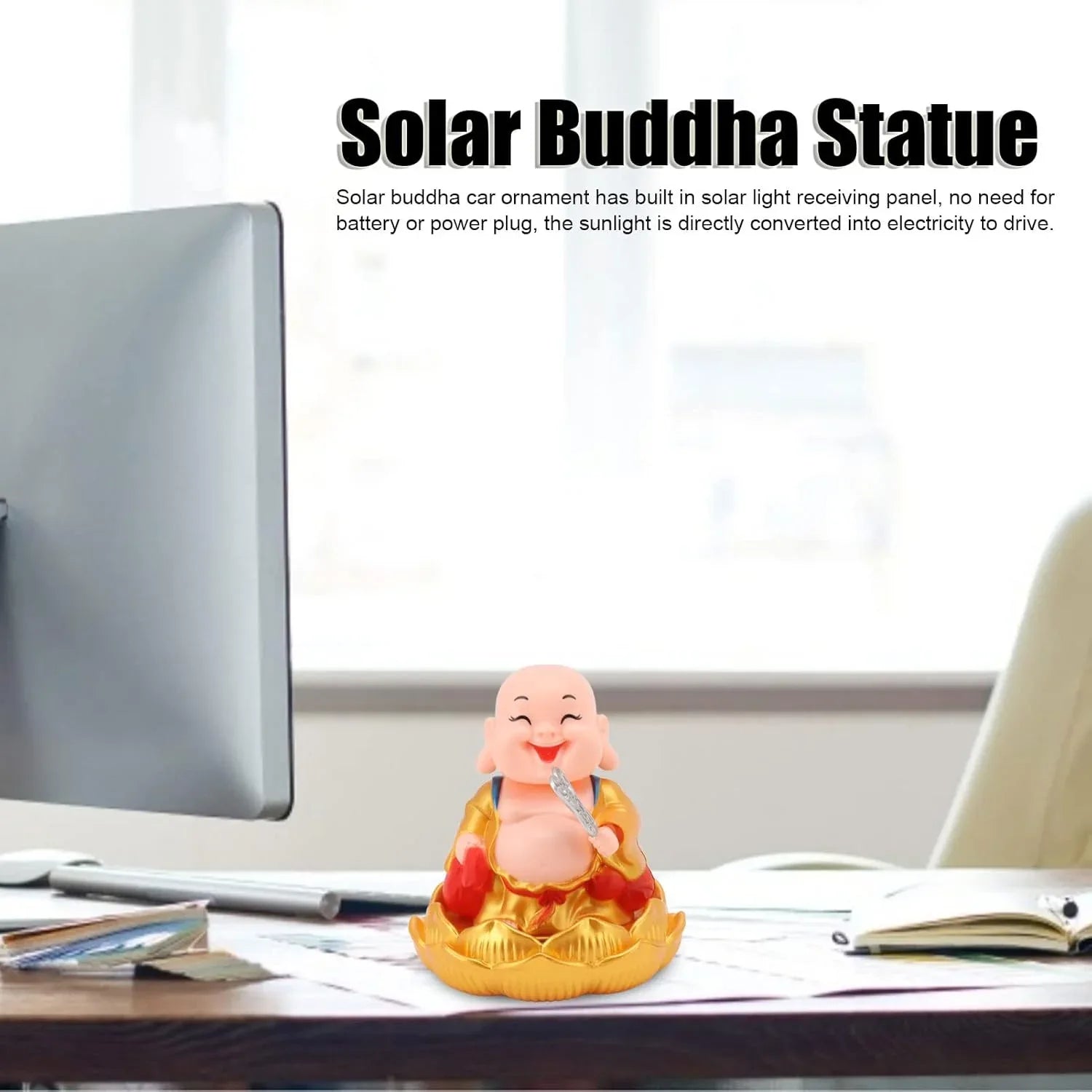 Solar Power Moving Buddha Car Ornament (1 Pc) - Zidbik
