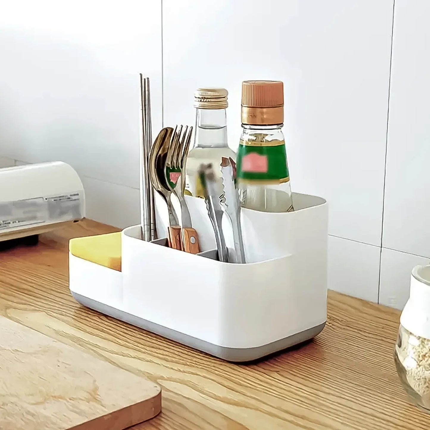 Plastic Multipurpose 5 Compartment Bathroom Desk Organizer Holder (1 Pc) - Zidbik