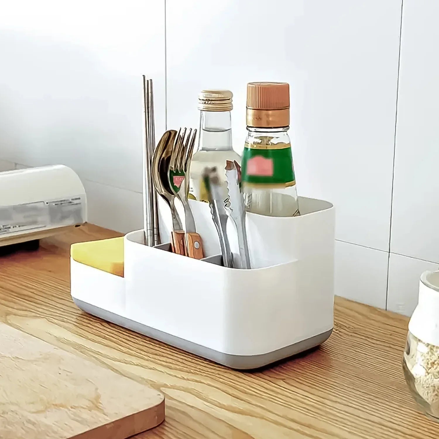Plastic Multipurpose 5 Compartment Bathroom Desk Organizer Holder (1 Pc) - Zidbik