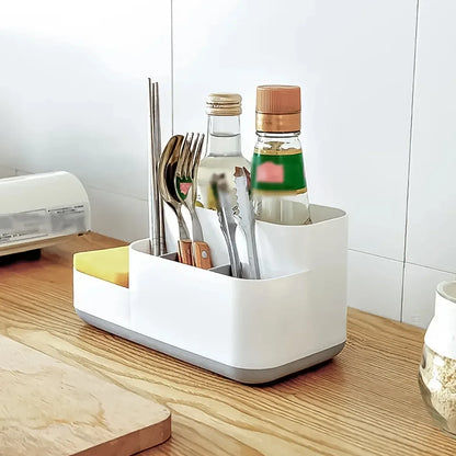 Plastic Multipurpose 5 Compartment Bathroom Desk Organizer Holder (1 Pc) - Zidbik