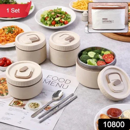 Bento Style Lunch Box Set With Multiple Containers Carry Bag - Zidbik