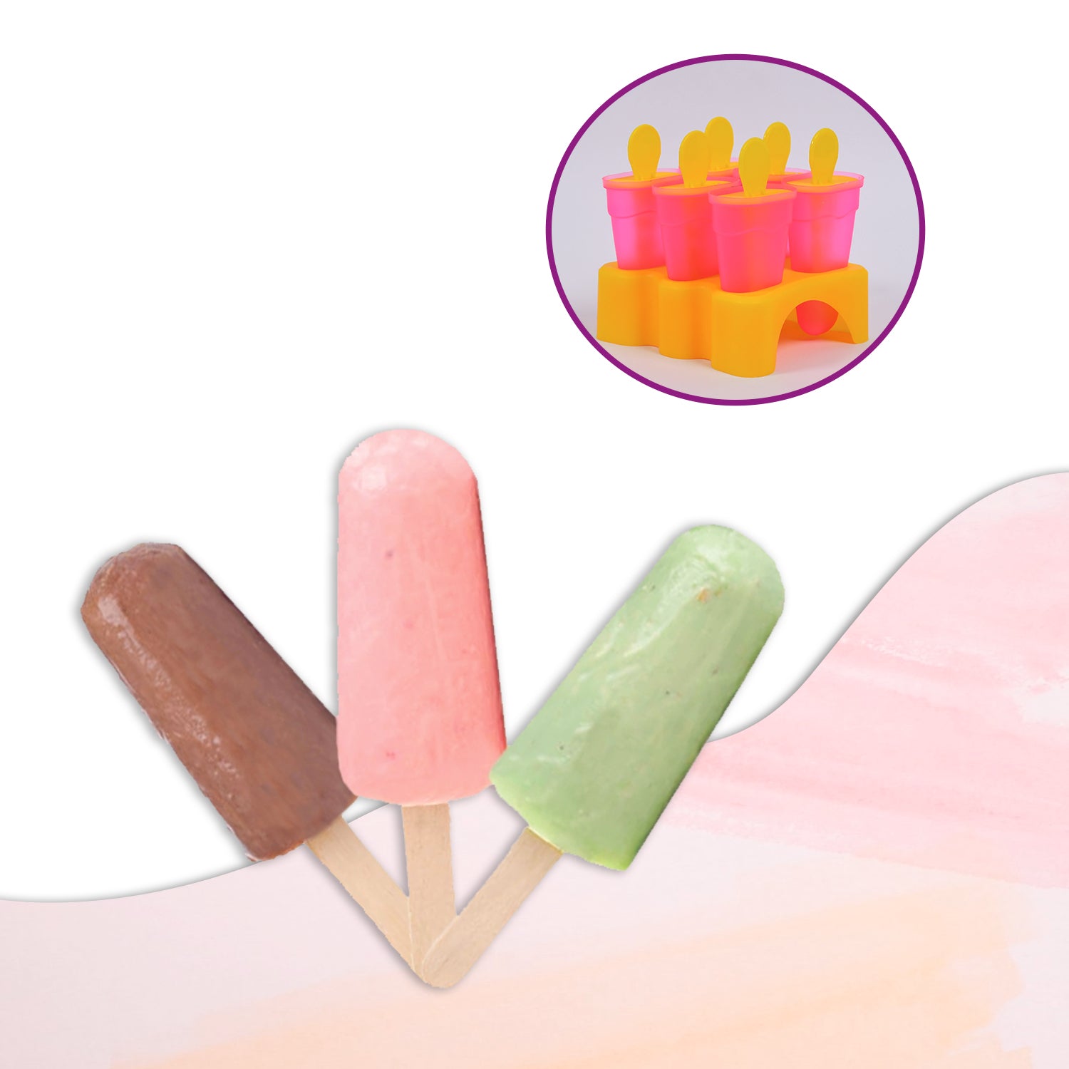 2261 Kulfi Maker Moulds Set Plastic Homemade Kulfi Mould 6pcs Set For Freezer Use - Zidbik